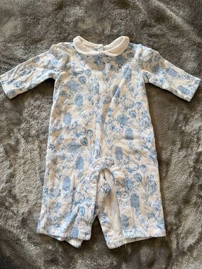 Janie and Jack Blue and White Floral One-Piece Bodysuit